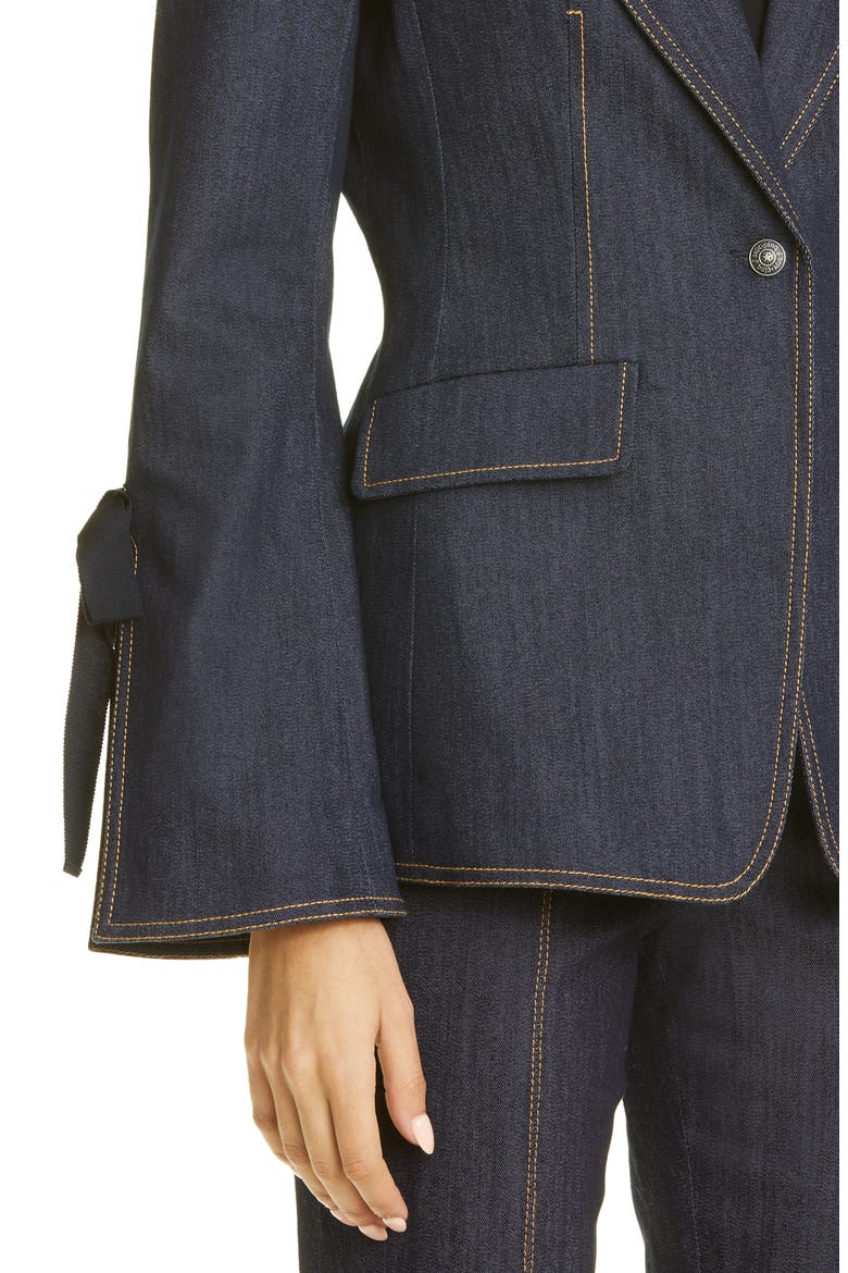Lou Tie Cuff Denim Blazer, Alternate, color, INDIGO