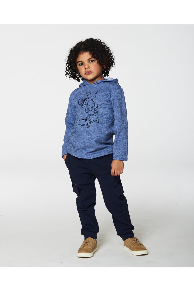 Little Boy's Super Soft Brushed Hooded T-Shirt With Print Blue, Alternate, color, Peacoat