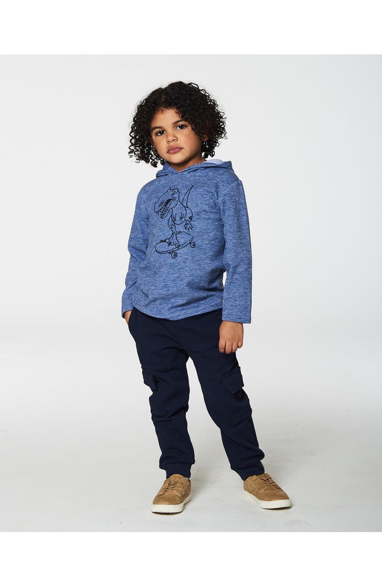 Deux par Deux Little Boy's Super Soft Brushed Hooded T-Shirt With Print Blue, Alternate, color, 