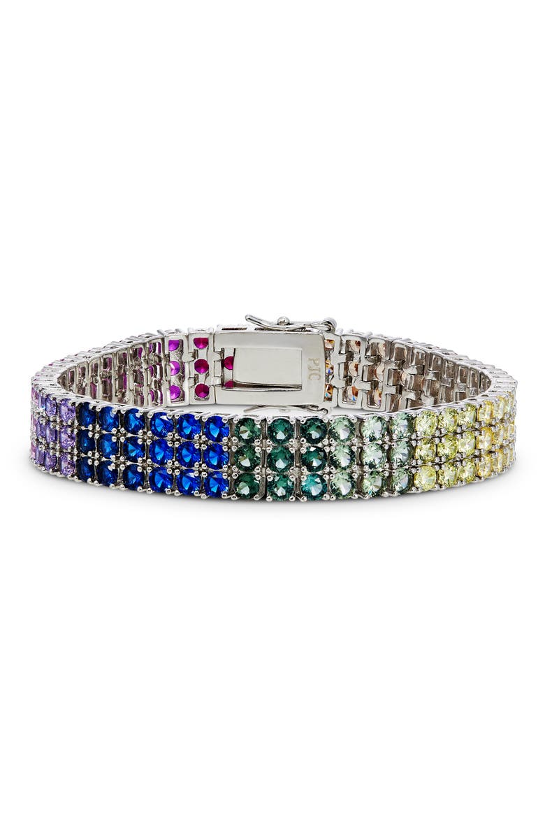 Ombré 3-Row Tennis Bracelet, Main, color, WHITE