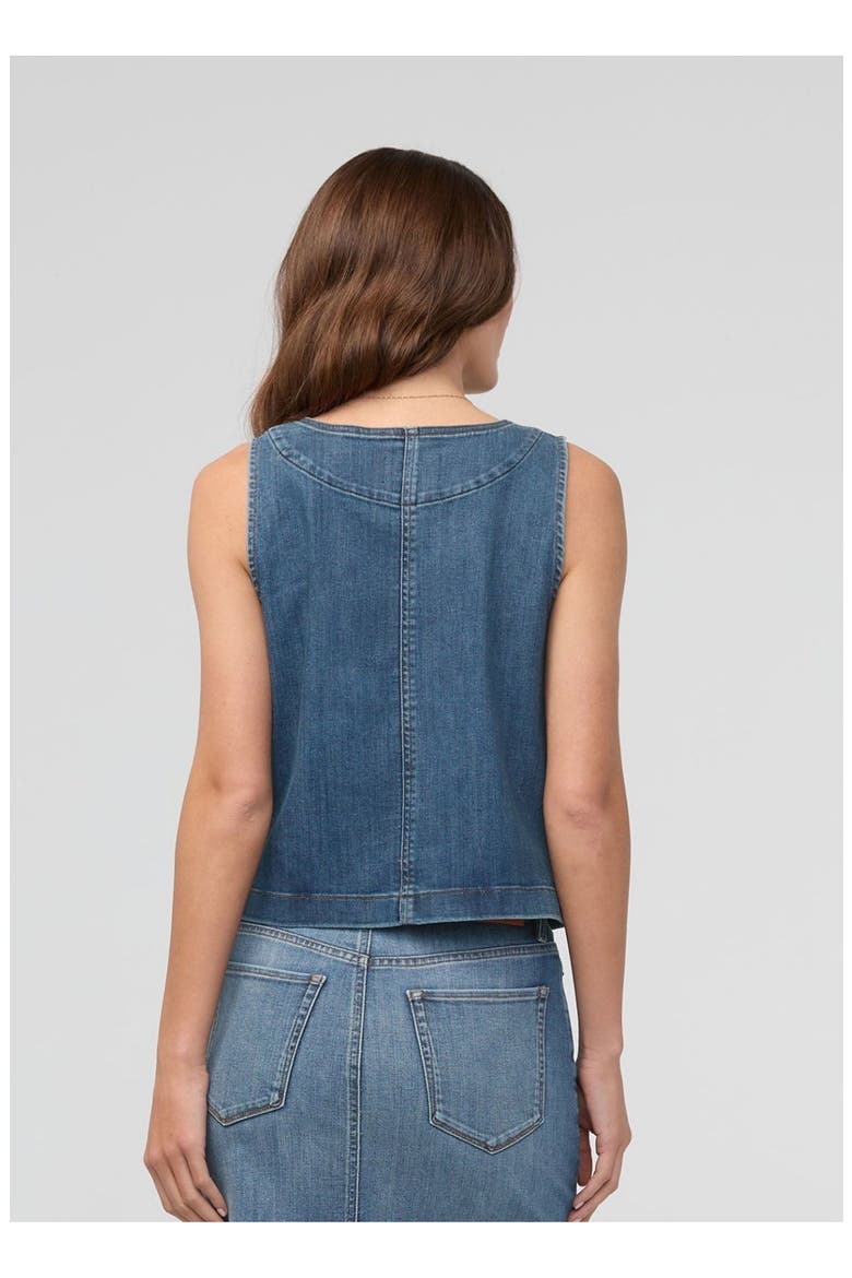 Performance Denim Zip Front Vest, Alternate, color, Blue-Ash