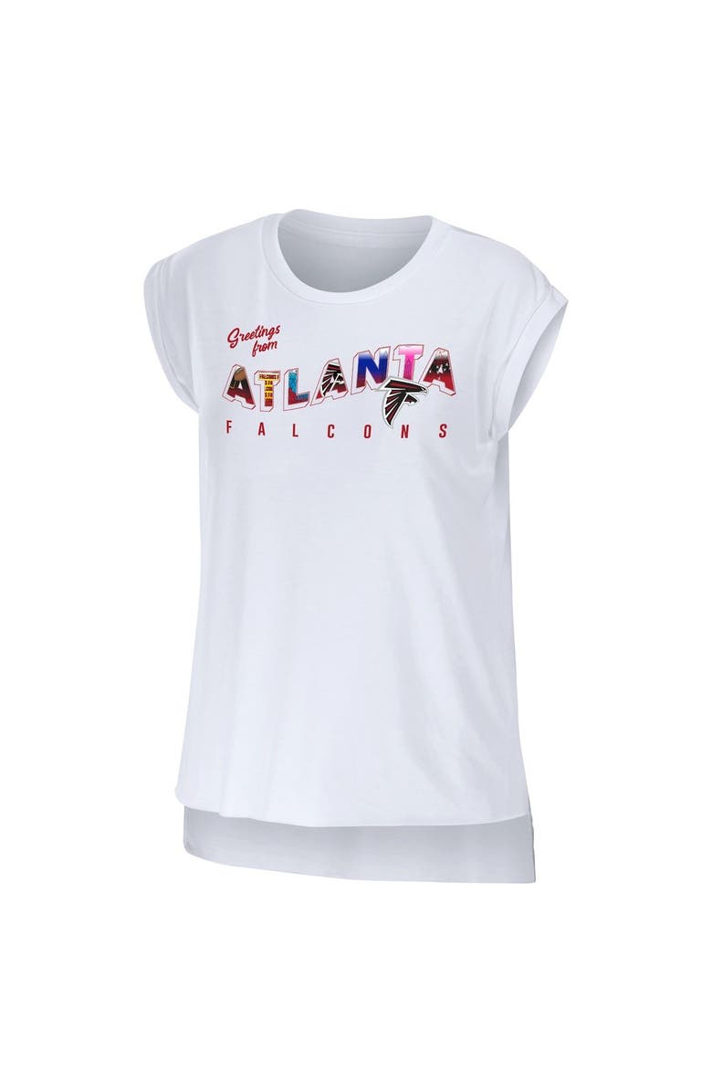 WEAR by Erin Andrews Women's WEAR by Erin Andrews White Atlanta Falcons Greetings From Muscle T-Shirt, Alternate, color, White
