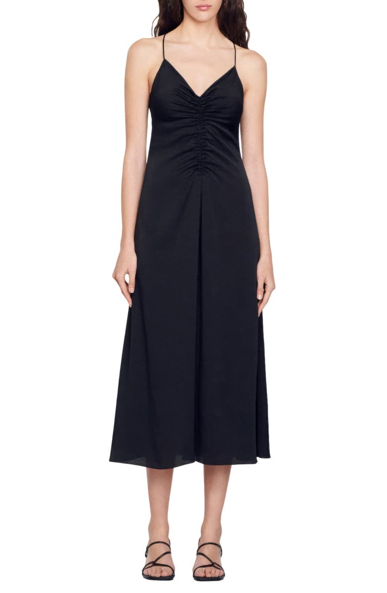 SANDRO Praline V-Neck Dress, Main, color, 