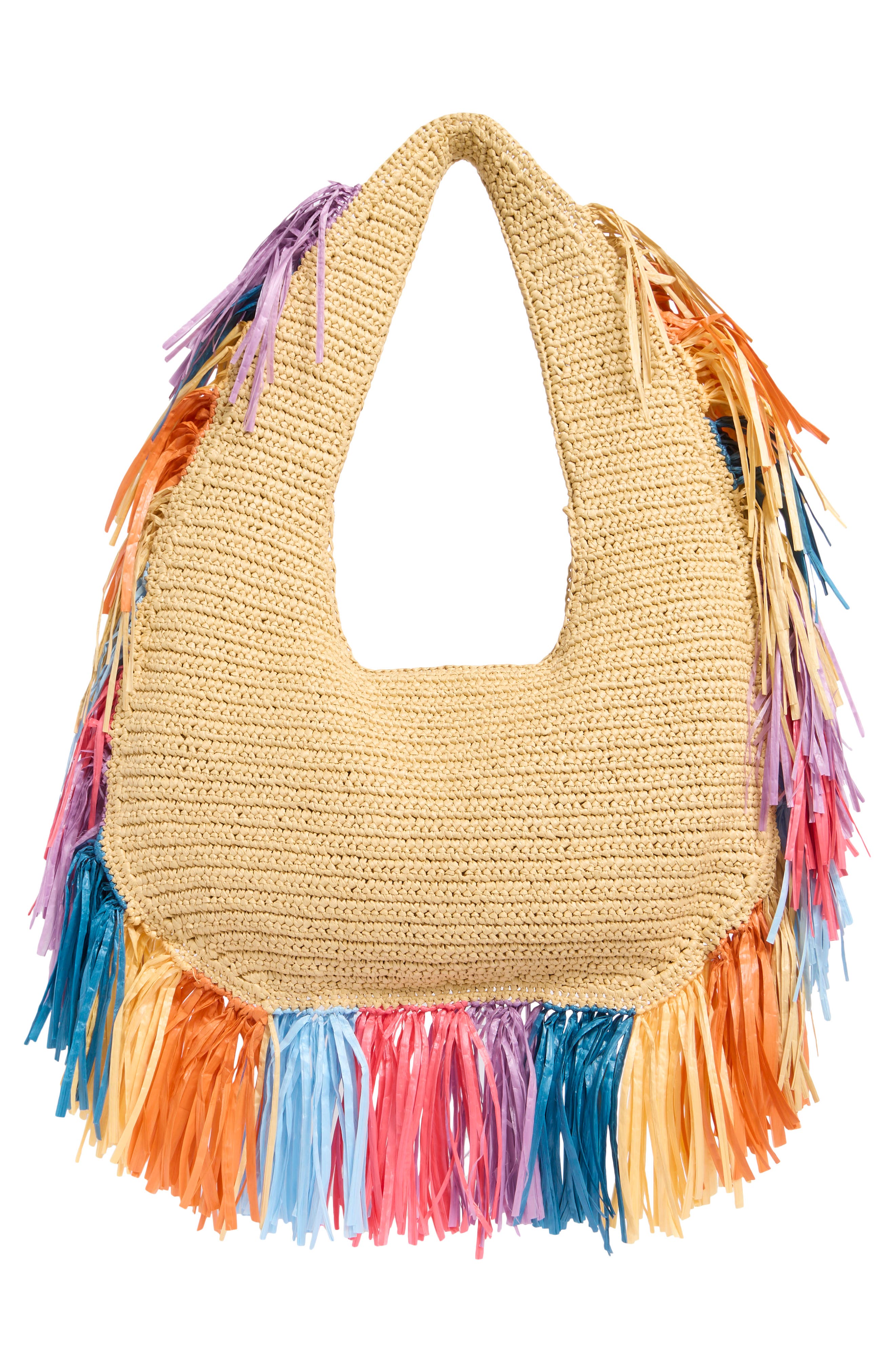 Kurt Geiger London Large Kurt Fringe Hobo Bag, Alternate, color, Open Beige