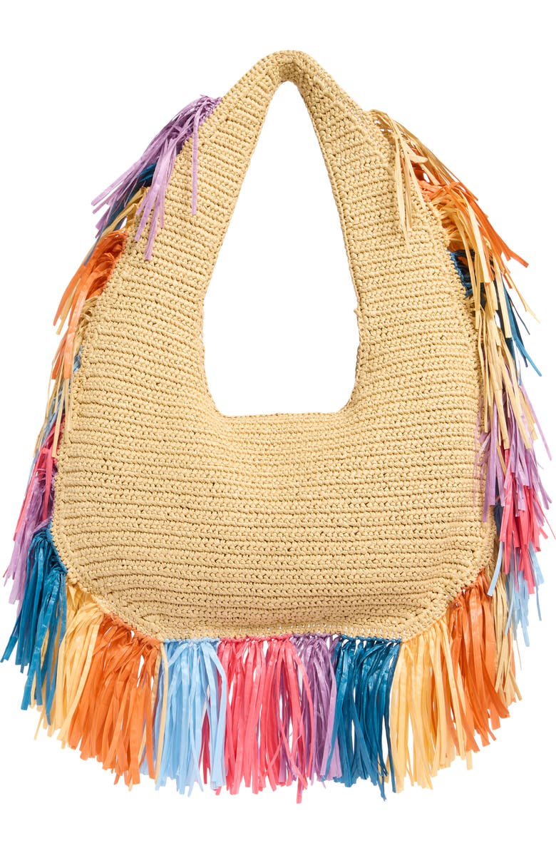 Kurt Geiger London Large Kurt Fringe Hobo Bag, Alternate, color, Open Beige
