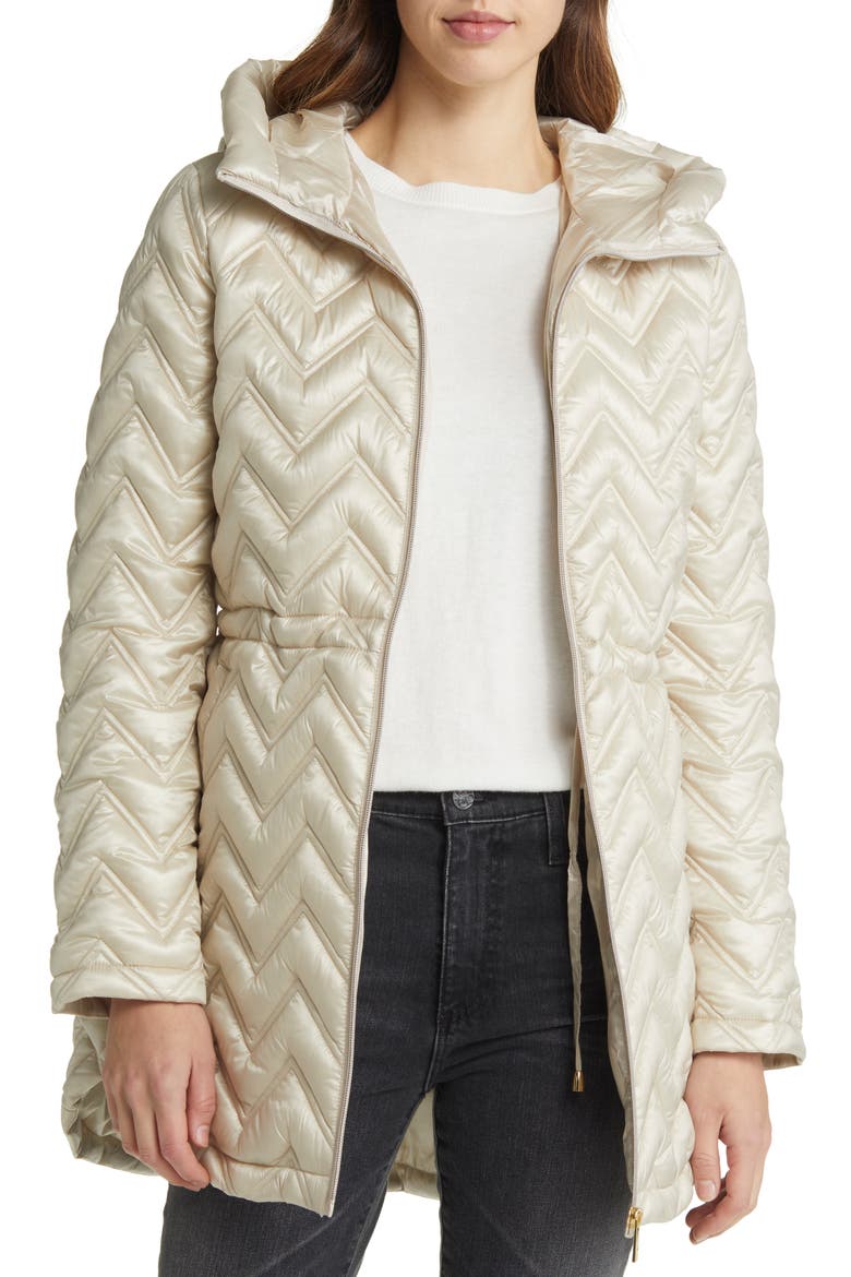Zigzag Quilt Puffer Jacket, Main, color, BISCOTTI