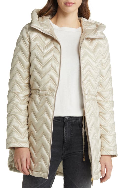 Via Spiga Zigzag Quilt Puffer Jacket in Biscotti 