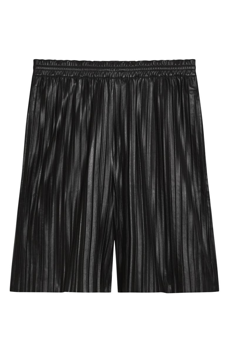 Helmut Lang Pleated Leather Shorts, Alternate, color, 