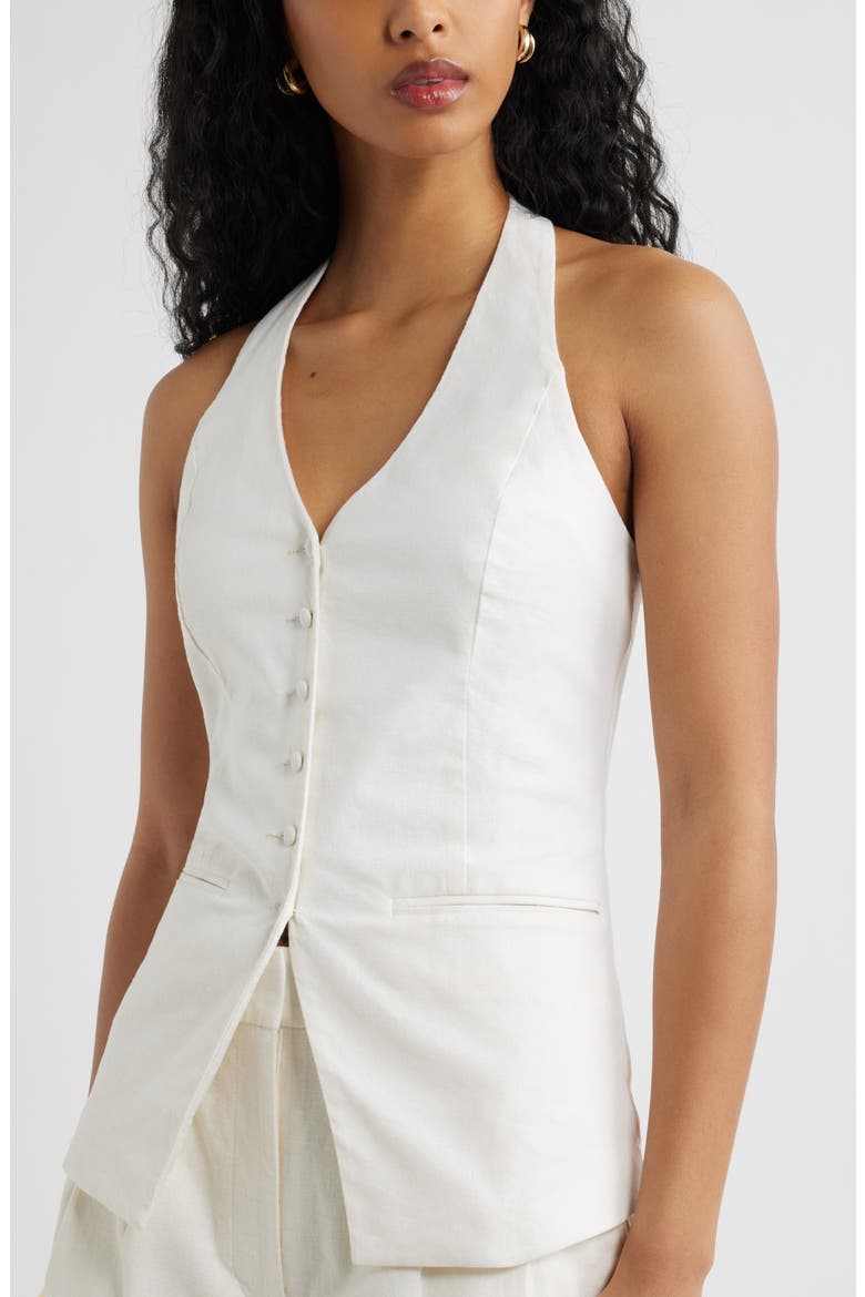 Linen Halter Vest, Alternate, color, WHITE
