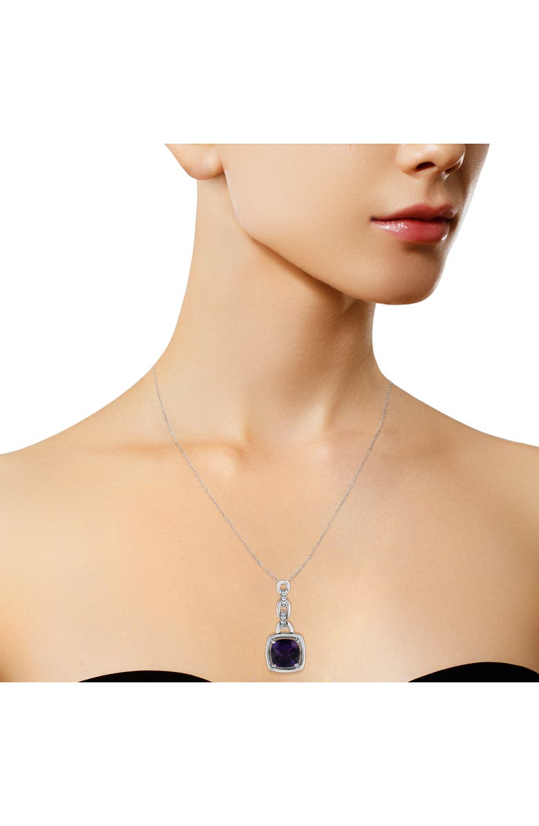 Haus of Brilliance Silver Purple Amethyst and Diamond Accented Bale Inch Pendant Necklace, Alternate, color, White