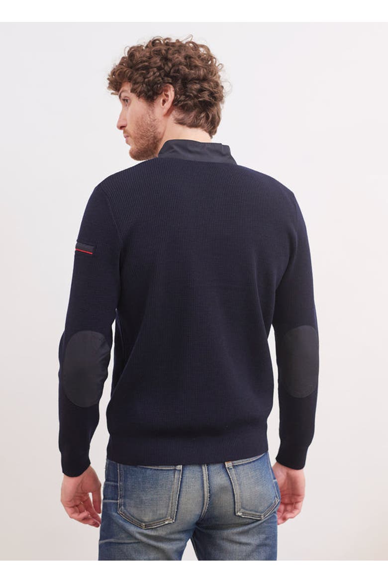 NAVIGATEUR - Comfortable Knit Cardigan with Zip, Alternate, color, Navy