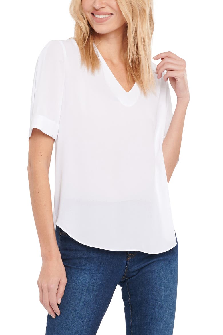 Charming V-Neck Top, Main, color, OPTIC WHITE