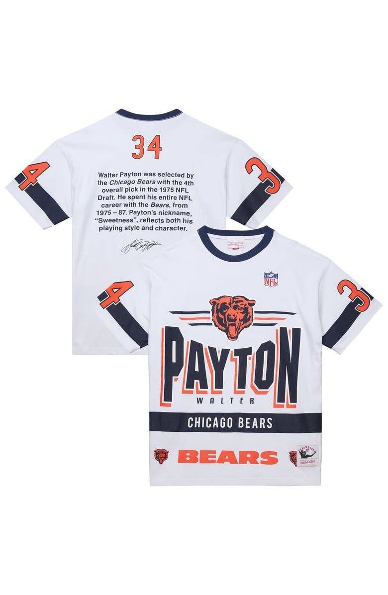 Mitchell & Ness Men's Mitchell & Ness Walter Payton White Chicago Bears Name & Number Team Origins Vintage Logo T-Shirt, Main, color, White