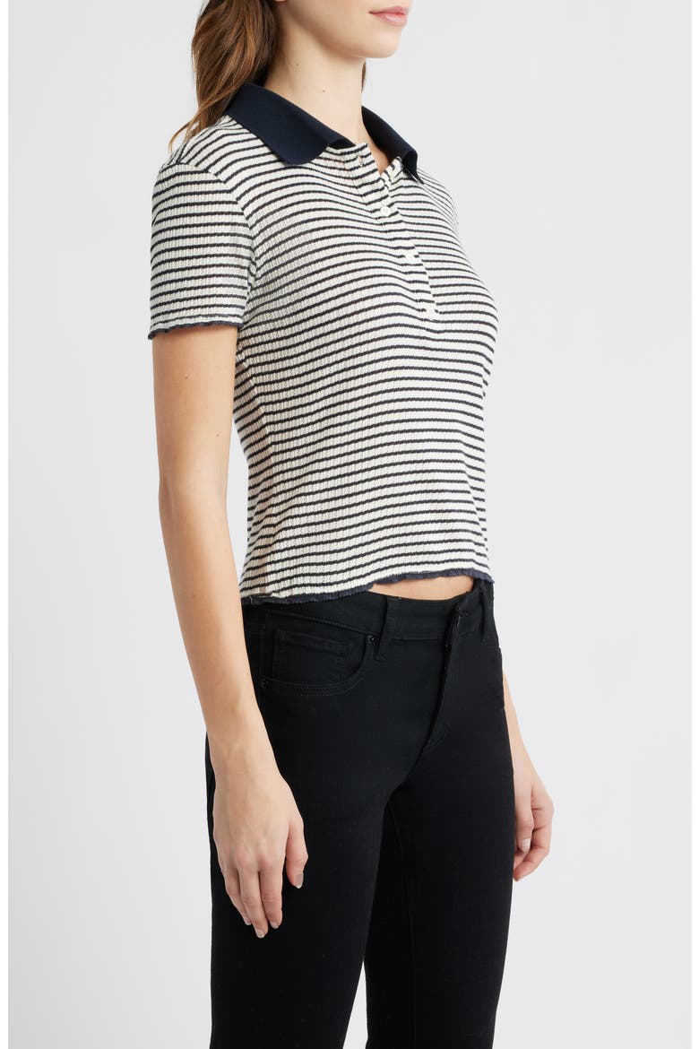 Stripe Crop Pointelle Polo, Alternate, color, NAVY MULTI