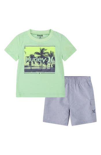 Hurley Open Mind Ii Graphic T-shirt & Cargo Shorts Set In Green
