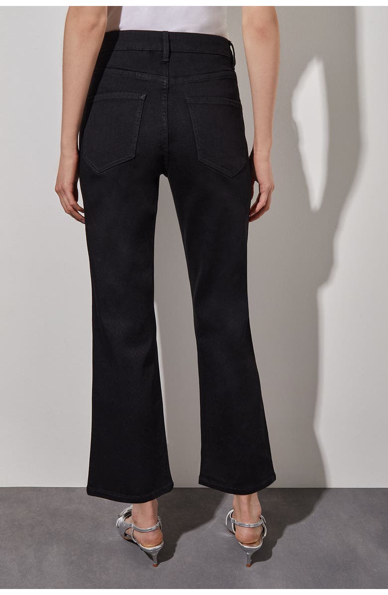 Ming Wang Crystal Front Flared Ankle Jeans, Alternate, color, Black