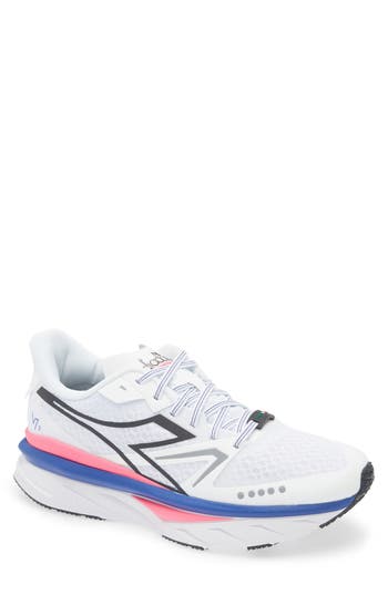 Diadora Atomo V7000-2 Running Shoe In White/surt The Web/pink Fluo