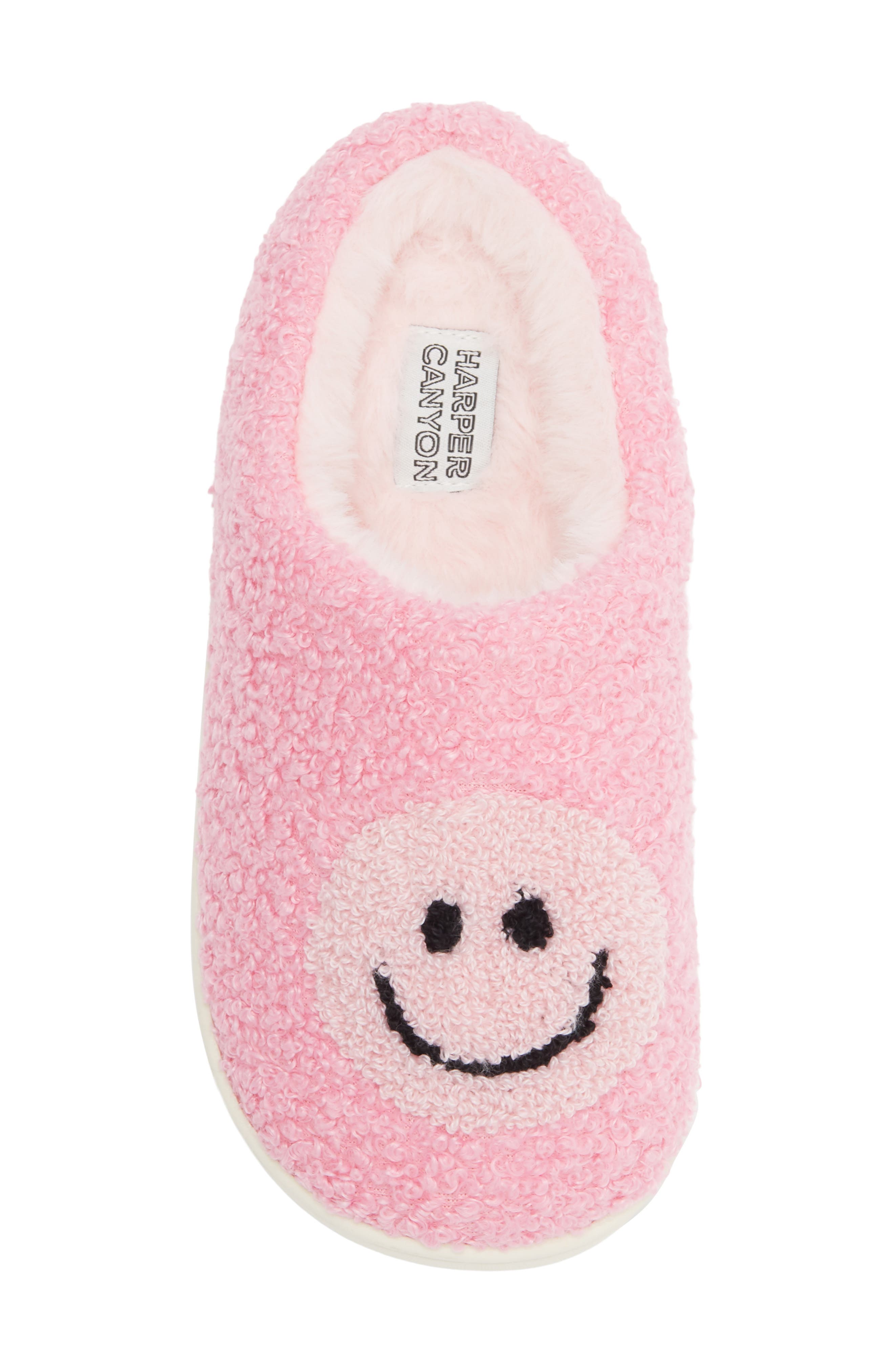 Kids' Smiley Face Slipper, Alternate, color, PINK LIGHT