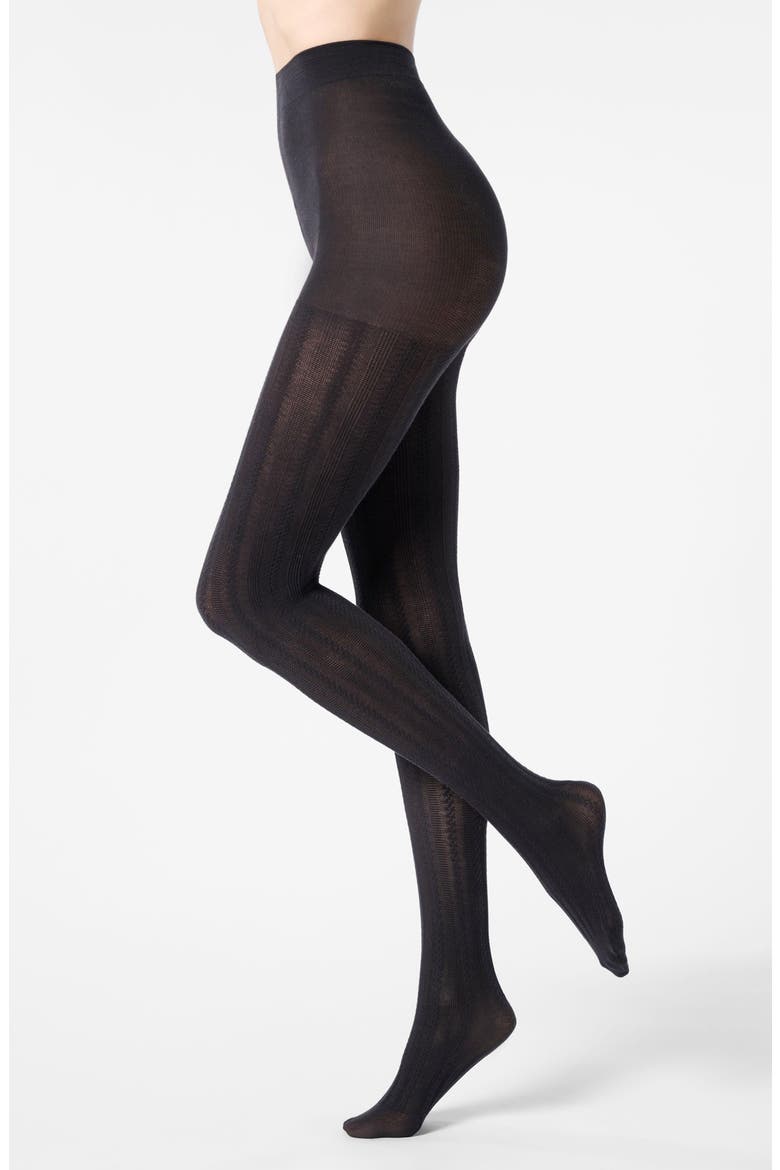 Cotton Blend Tights, Main, color, BLACK