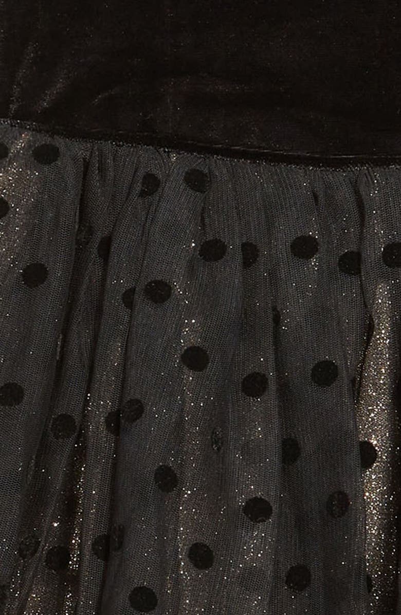 Zunie Kids' Velvet Bodice Flocked Spot Tulle Skirt, Alternate, color, 