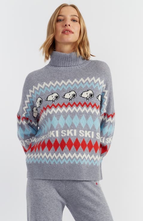 Wool-Cashmere Snoopy Ski Rollneck Sweater