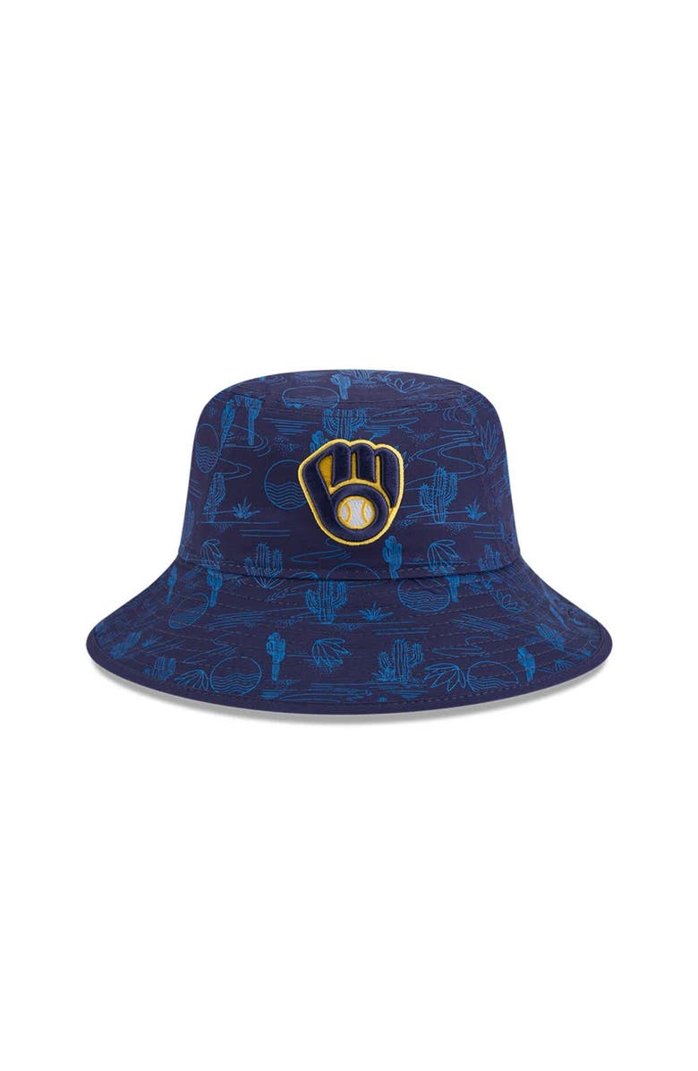 New Era Youth New Era  Navy Milwaukee Brewers 2025 Spring Training All Over Print Bucket Hat, Alternate, color, 