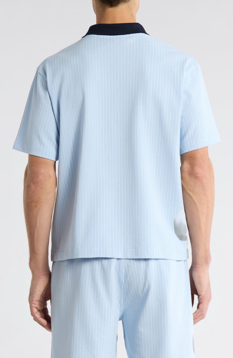 PLEASURES Pet Pinstripe Graphic Cotton Polo, Alternate, color, Blue