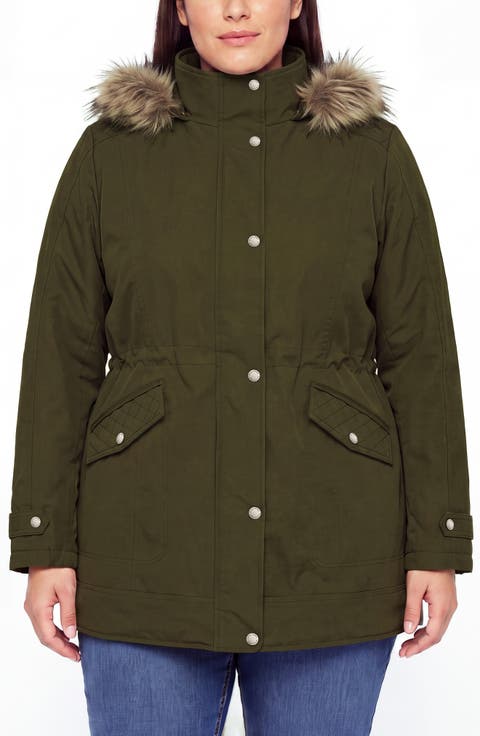 Faux Fur Trim Hooded Parka