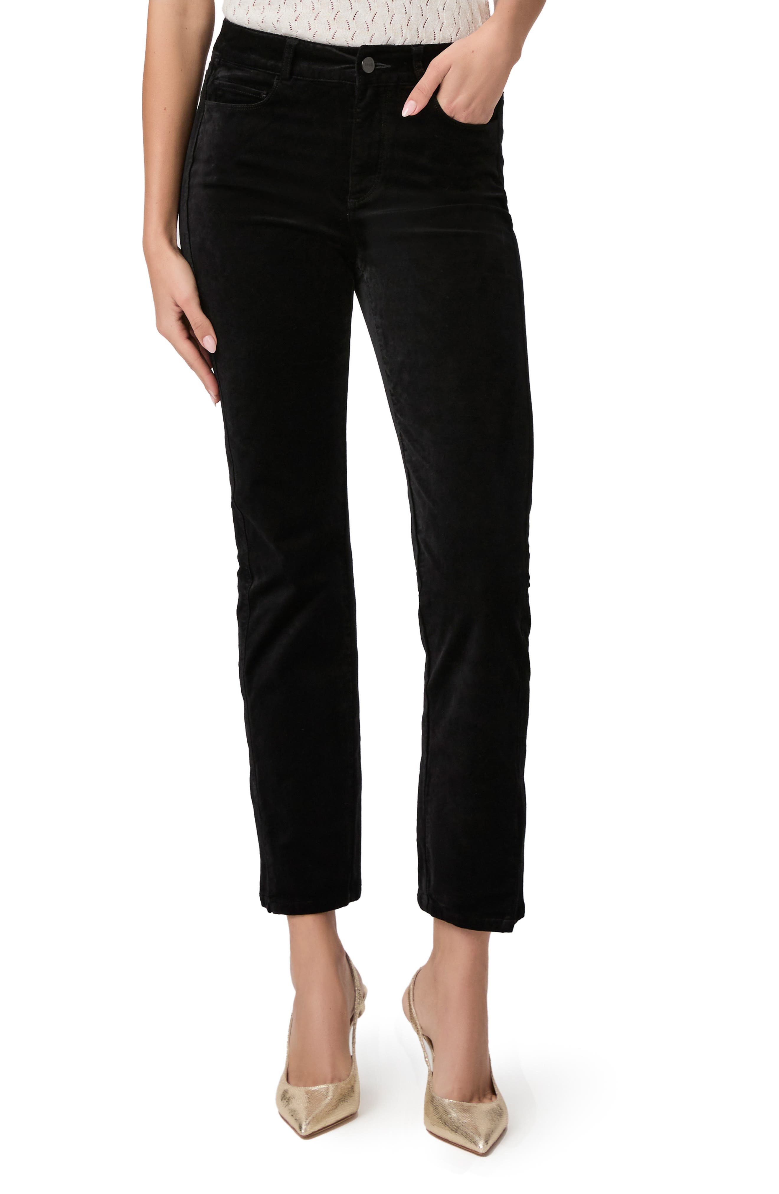 PAIGE Cindy High Waist Crop Straight Leg Velvet Jeans