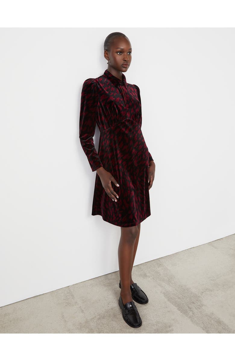 Finery London Capri Animal Print Knee Length Dress, Alternate, color, Burgundy Animal