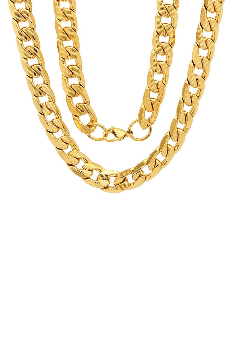 Men's Curb Link Chain Necklace Set, Main, color, GOLD