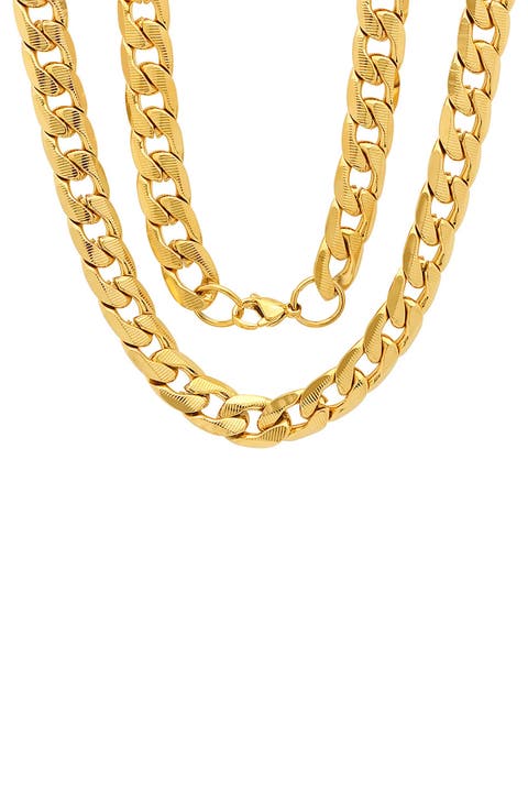 Men's Curb Link Chain Necklace Set