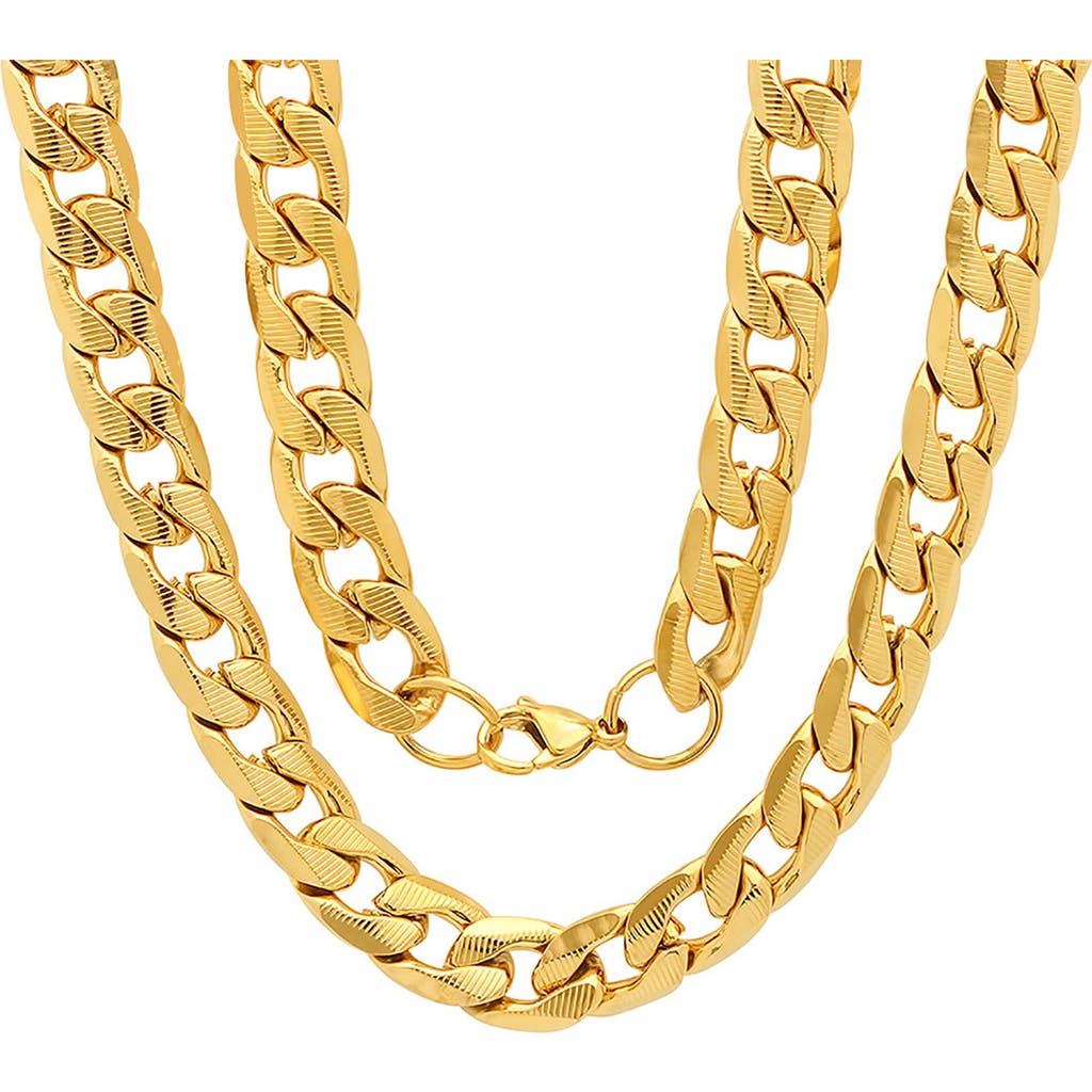 Steeltime Curb Link Chain Necklace Set In Gold