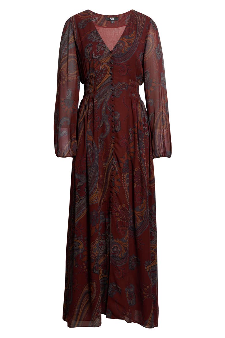 Juna Paisley Print Maxi Dress, Main, color, GARNET MULTI
