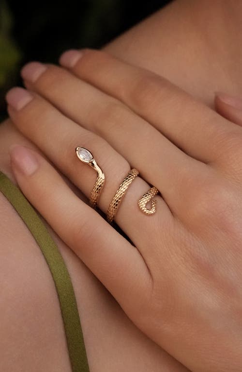 Ettika Marquise Cubic Zirconia Coiled Snake Ring In 18k Gold Plated In Gold