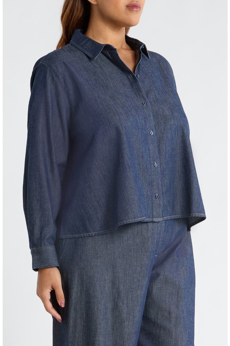 Button Front Denim Shirt, Alternate, color, DARK INDIGO