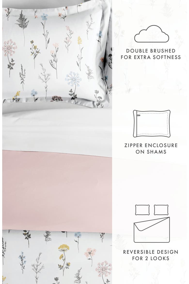 Premium Ultra Soft Wild Flower Pattern 3-Piece Reversible Duvet Cover Set, Alternate, color, PINK