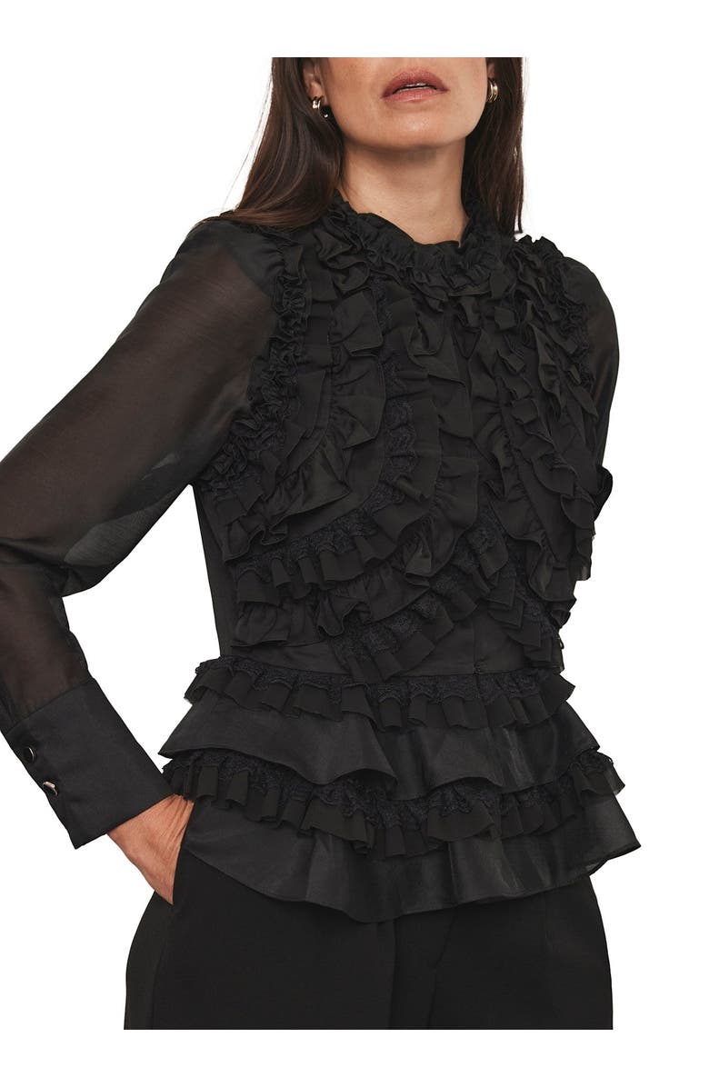 MINT VELVET Ruffle Detail Blouse, Main, color, Black