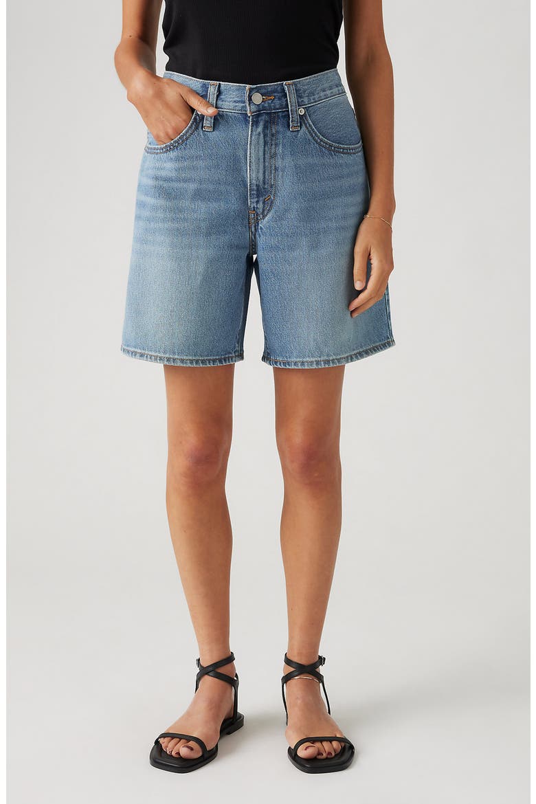 94 Baggy Mid Thigh Denim Shorts, Main, color, STUDY GROUP SHORT