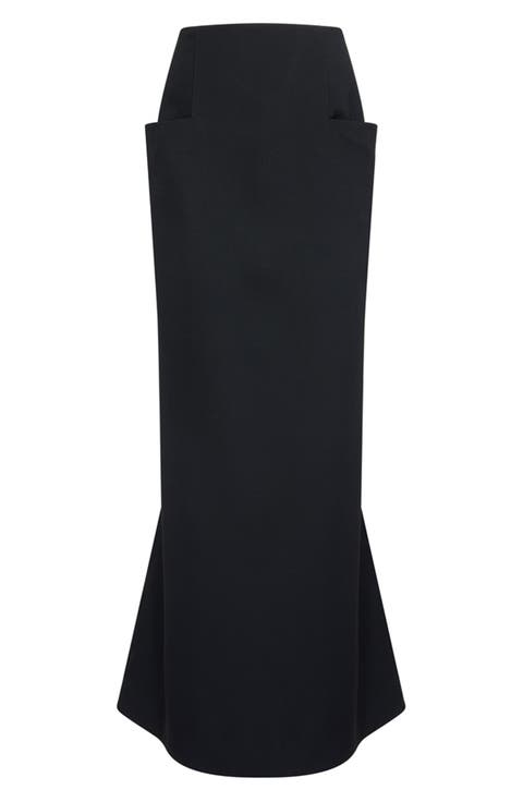 Tailored Wool Column Maxi Skirt