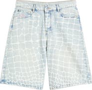 Blue Sky Inn Crocodile Print Denim Shorts