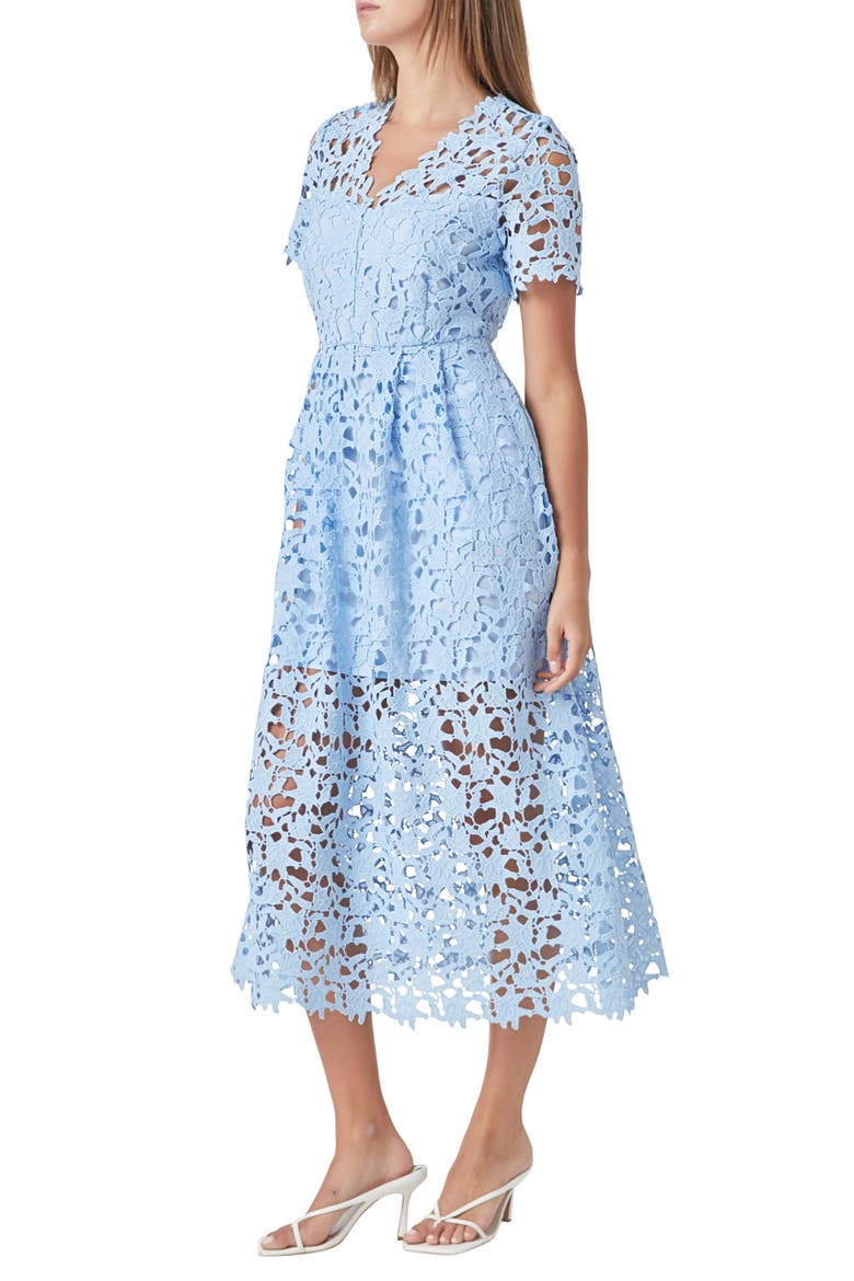 Allover Lace Midi Dress, Alternate, color, POWDER BLUE