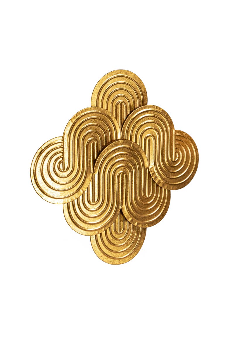 Decorative Waves Wall Art, Main, color, Gold