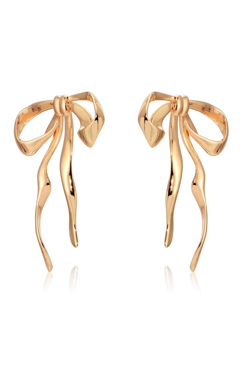 Organic Bow Earrings, Alternate, color, GOLD