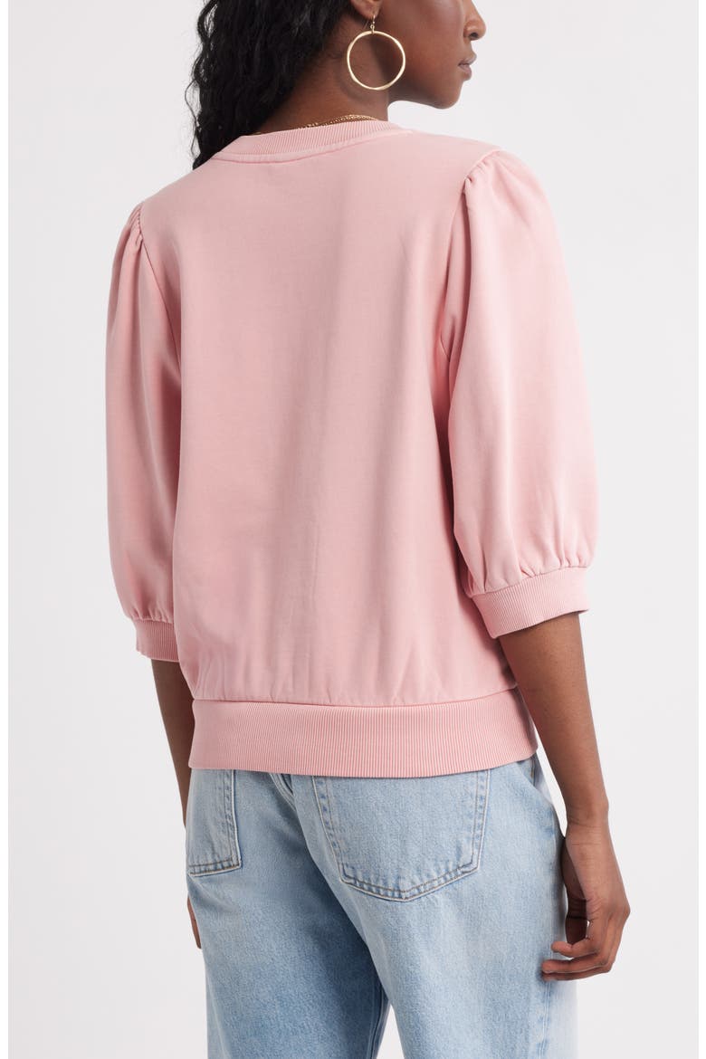 Puff Sleeve Sweatshirt, Alternate, color, PINK BEAUTY