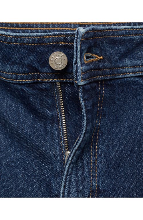 Shop Mango Catherin Raw Hem High Waist Wide Leg Culotte Jeans In Dark Blue