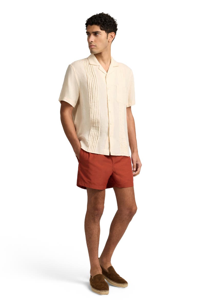 Onia Linen Pintuck Camp Shirt, Main, color, Natural