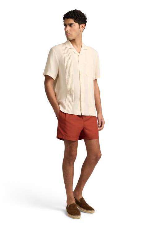 Linen Pintuck Camp Shirt