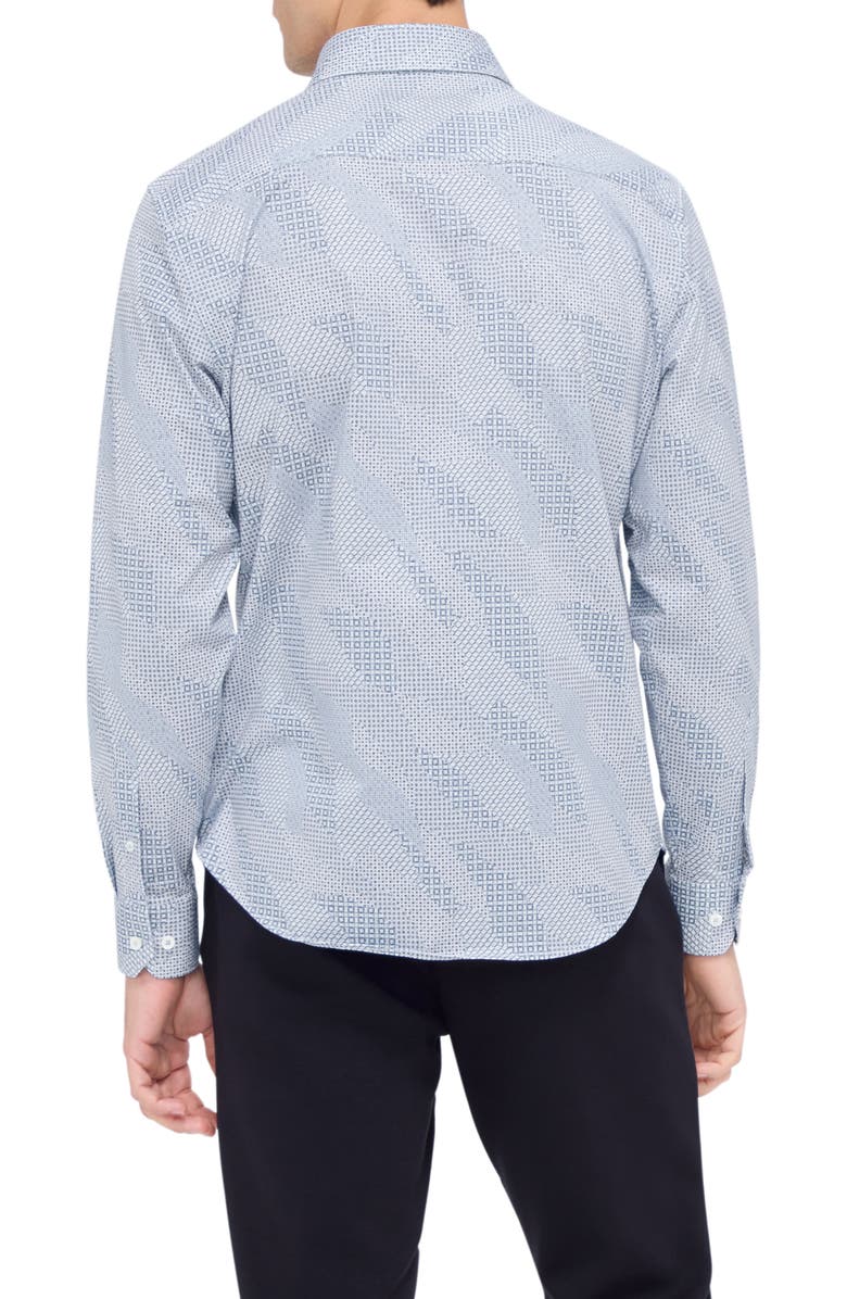 Bugatchi Jimmy OoohCotton<sup>®</sup> Abstract Print Button-Up Shirt, Alternate, color, Air Blue