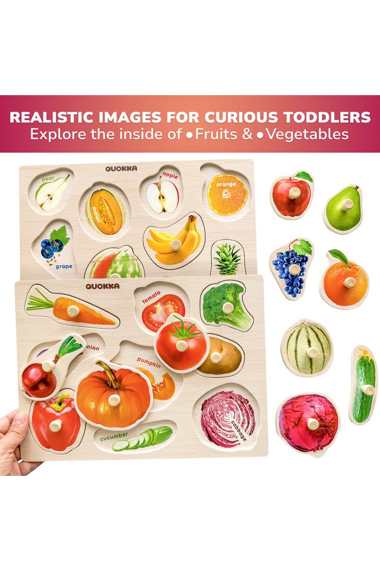 Wooden Puzzle Board Set for Toddlers, Alternate, color, 8 Realistic in a Rack